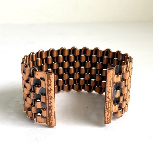 Vintage Renoir Copper Bracelet Woven Cuff Bangle Mid Century Modern Mod Retro - Picture 4 of 9